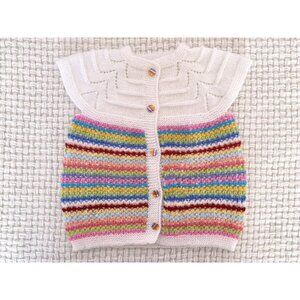 Hand knit 🧶 Colorful Short Sleeve Cardigan
